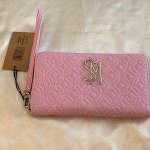 Steve Madden Bangelo Pinkie Faux Leather Stitched Diamond ZA Wallet NWT